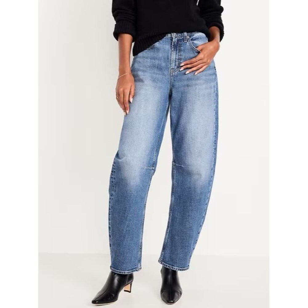 Old Navy Barrel Full Length Jeans Womens 2 Blue Medium Wash NEW